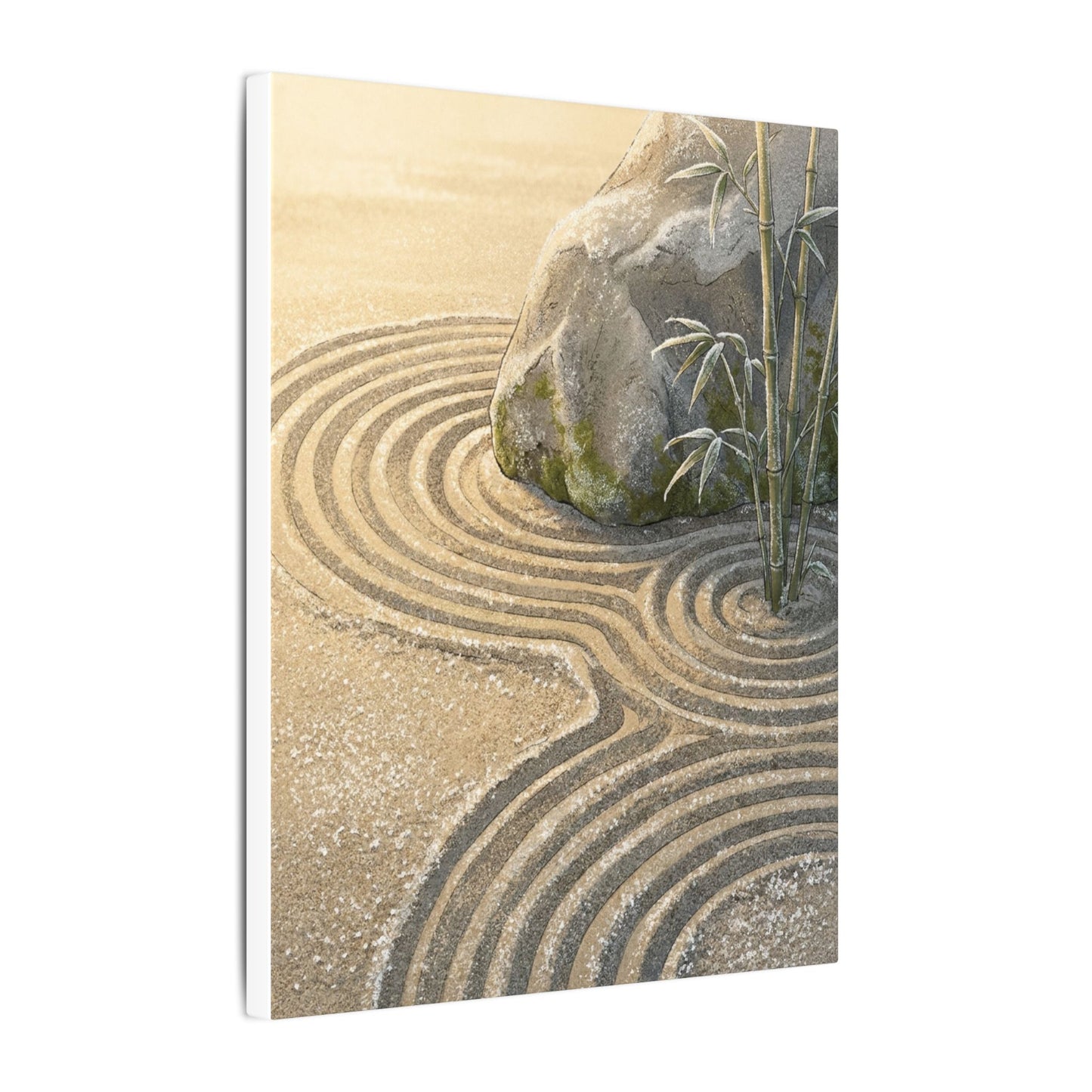 Rock Garden Winter Canvas Art | Zen Peaceful Design
