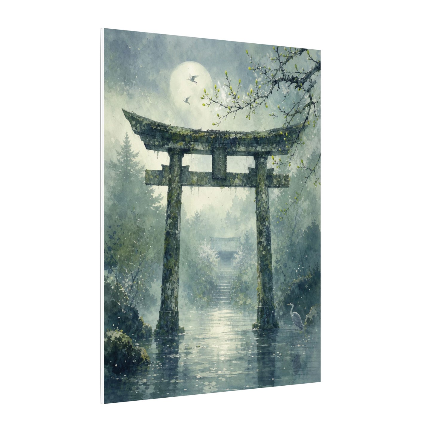 Earthy Torii Gate Canvas Art - Watercolor Japandi