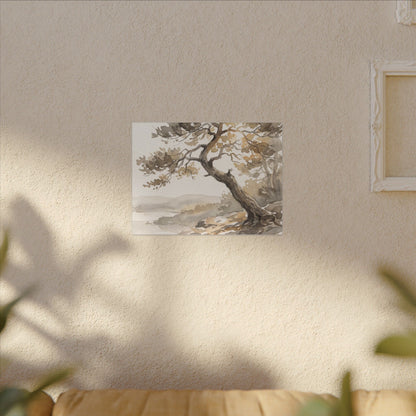 Pine Tree Watercolor Canvas Art | Elegant Japandi Art