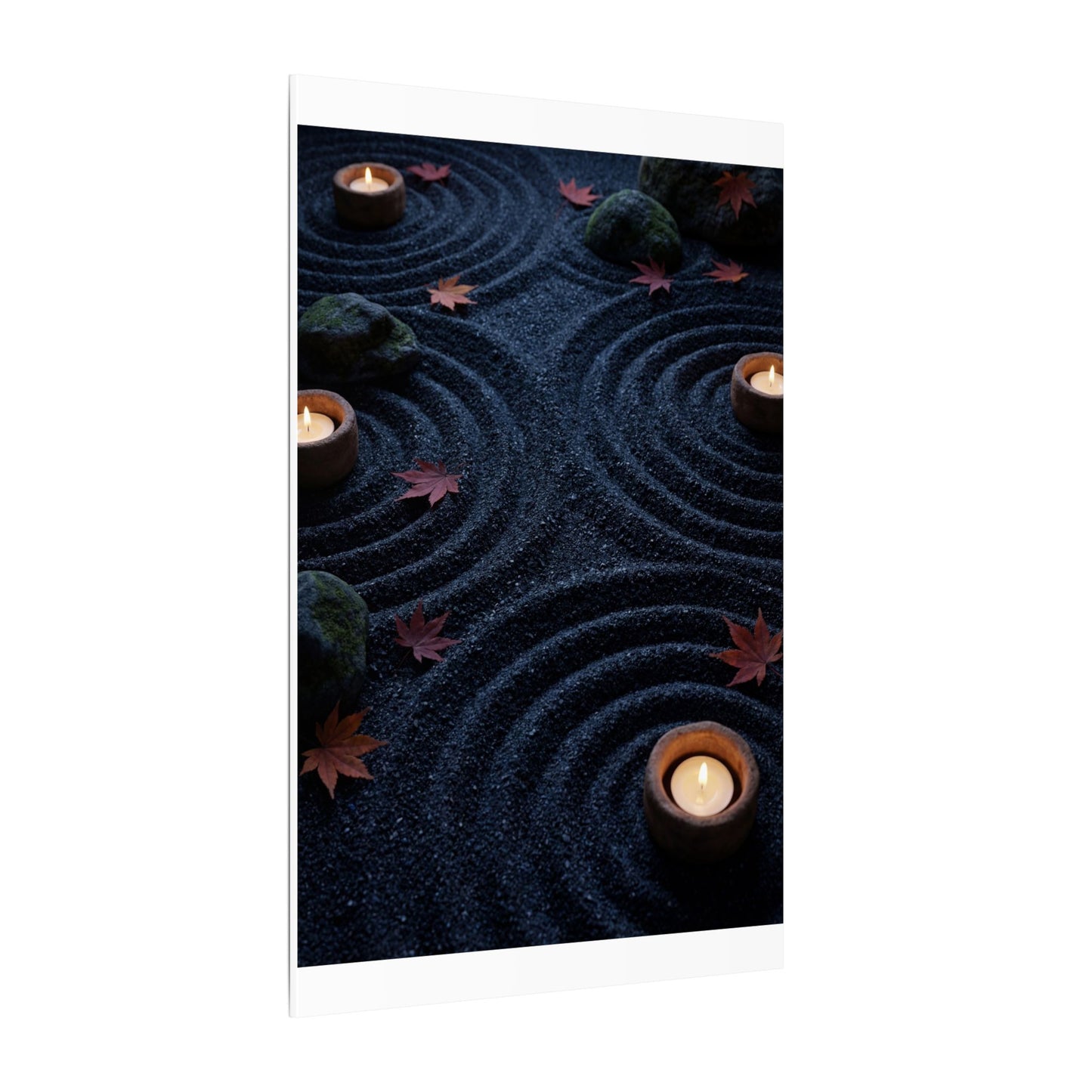 Seijaku Rock Garden Canvas Art - Dark Japandi Dark Texture
