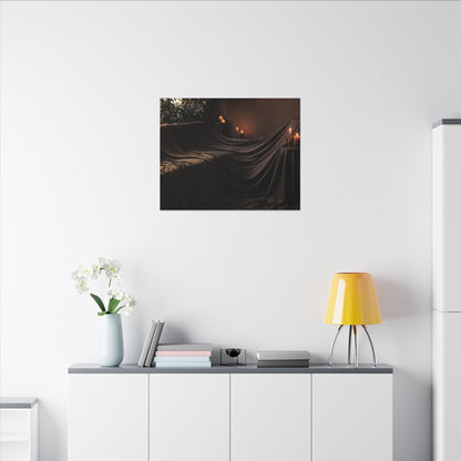 Candlelight Silk Drape Canvas Art - Dark Japandi Ma