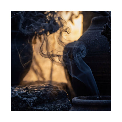 Incense Smoke Shadow Zen Wall Art Print | Sophisticated Dark Japandi Art