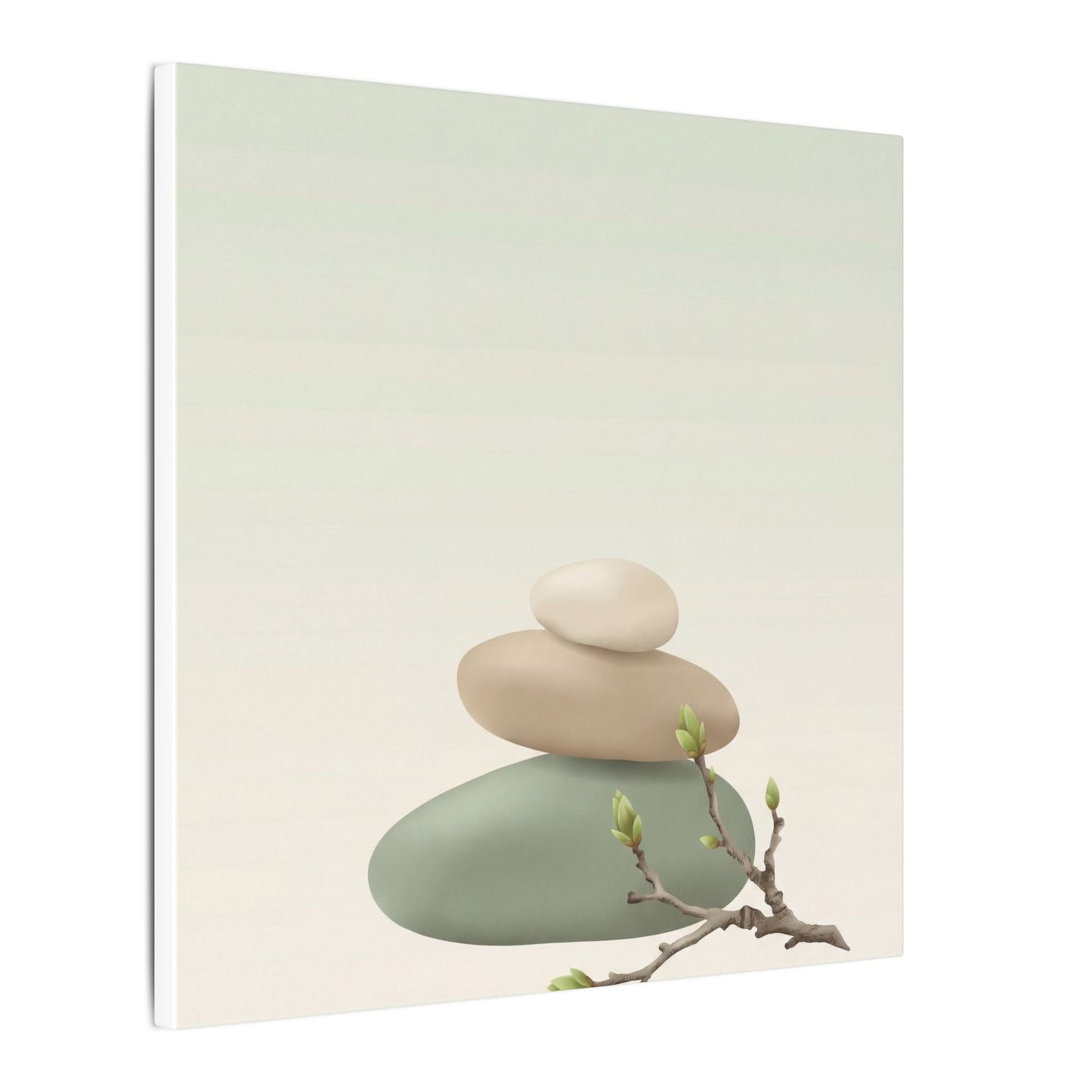 Dawn River Stones Canvas Art - Japandi Fukinsei