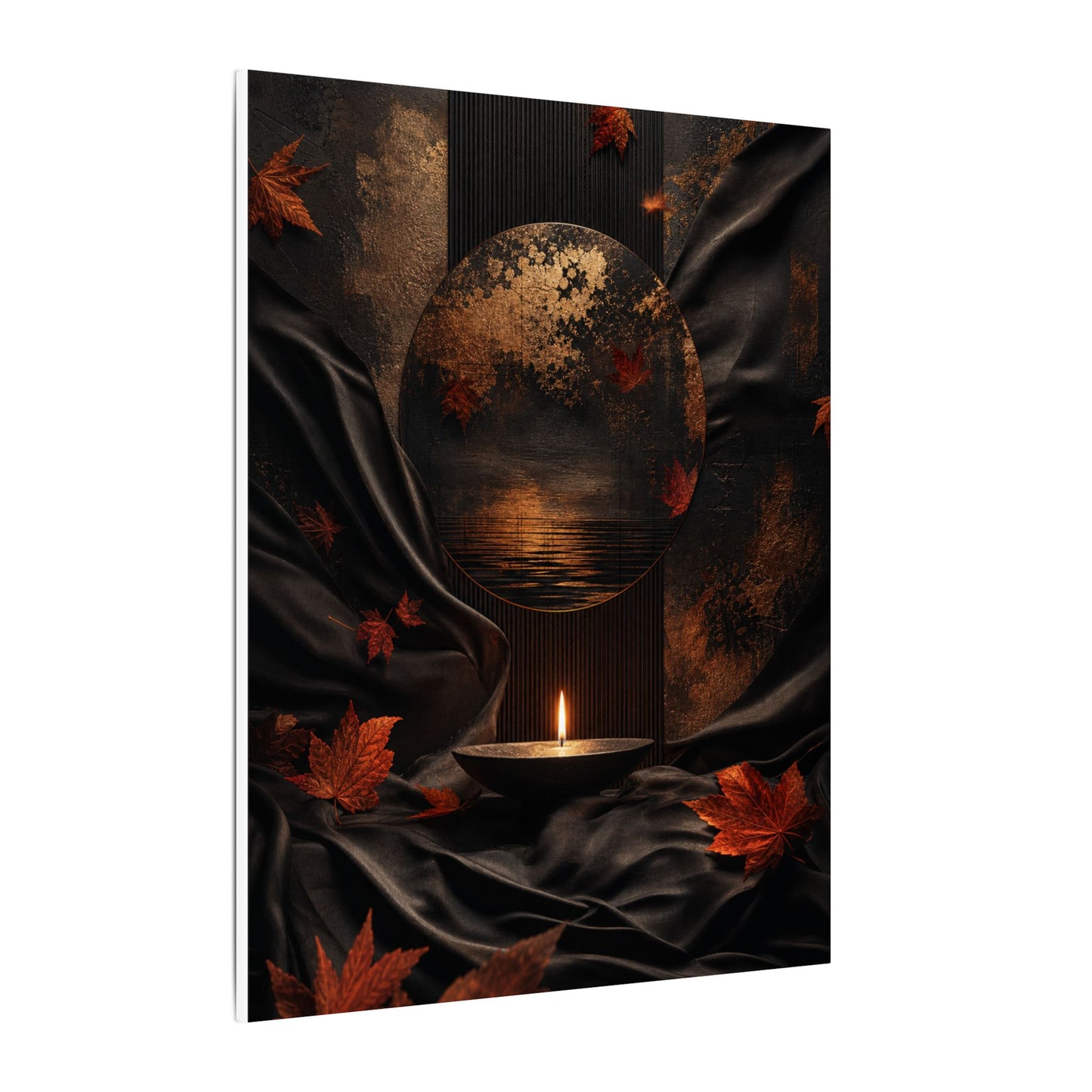 Silk Drape Autumn Canvas Art | Dark Japandi Moody Design