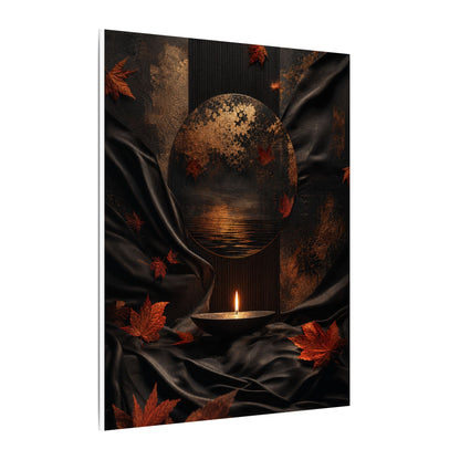 Silk Drape Autumn Canvas Art | Dark Japandi Moody Design