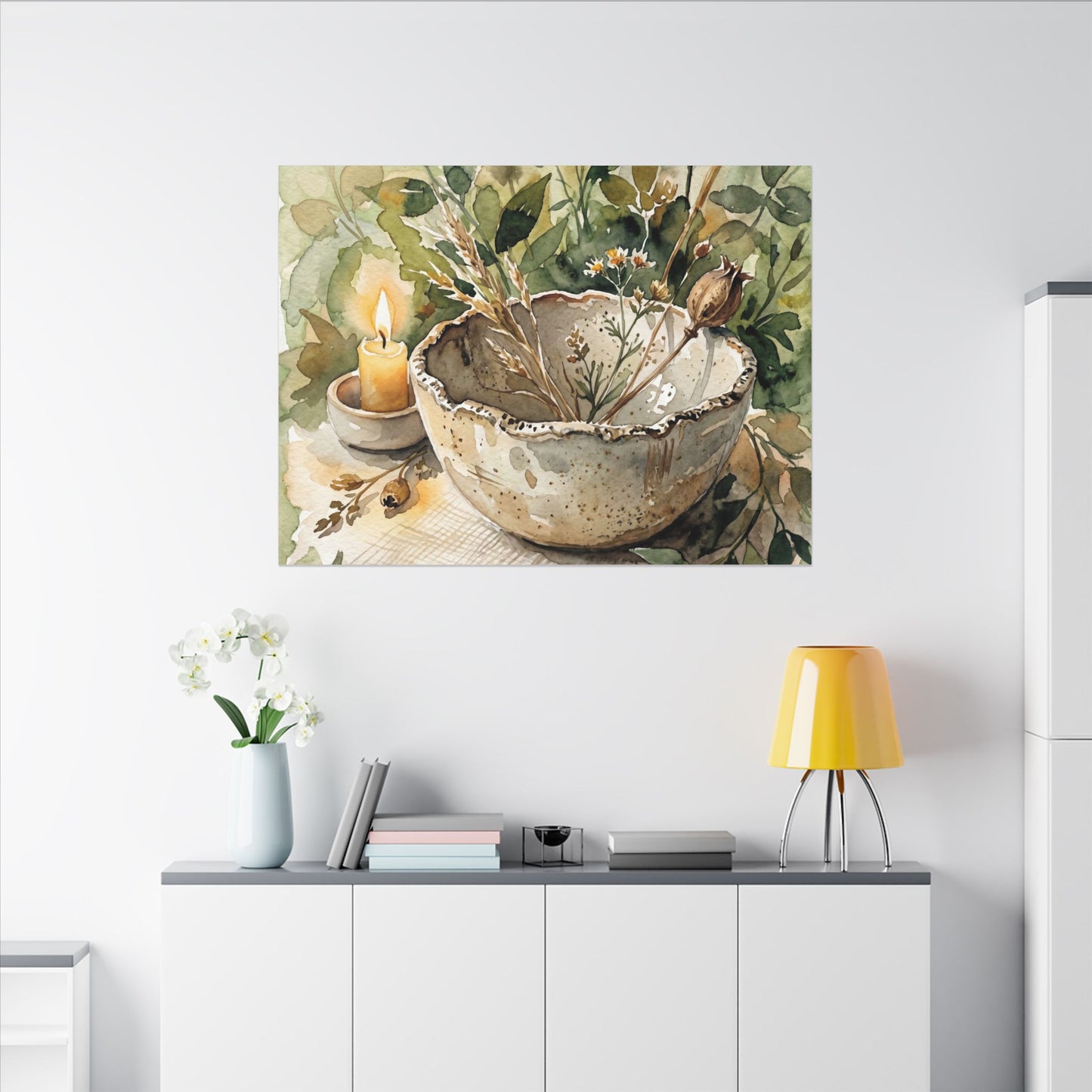 Ceramic Bowl Summer Canvas Art | Japandi Elegant Design
