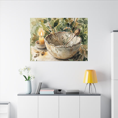 Ceramic Bowl Summer Canvas Art | Japandi Elegant Design