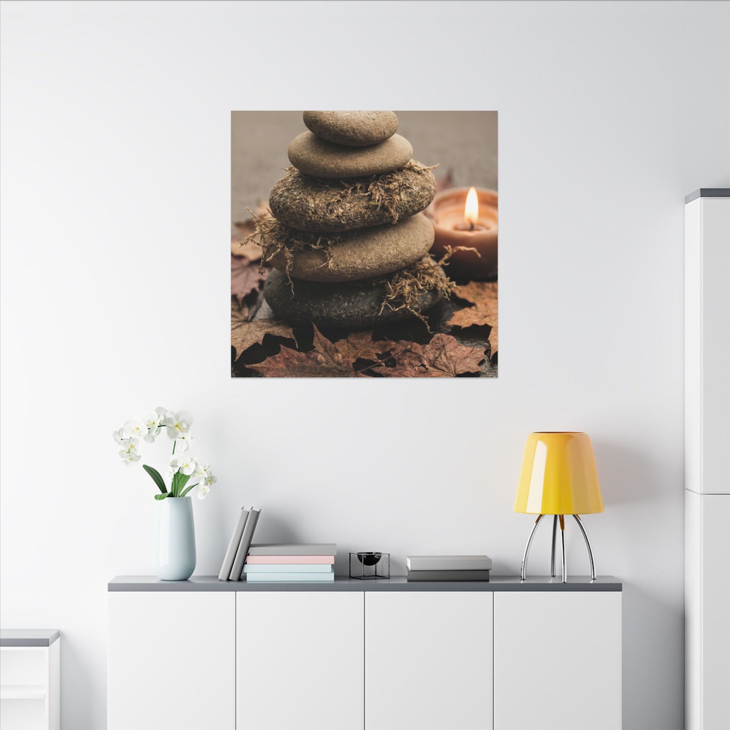 River Stones Canvas Art | Autumn Japandi Texture Art