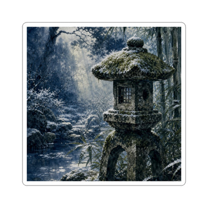 Zen Stone Lantern in Dappled | Sumi E Sticker