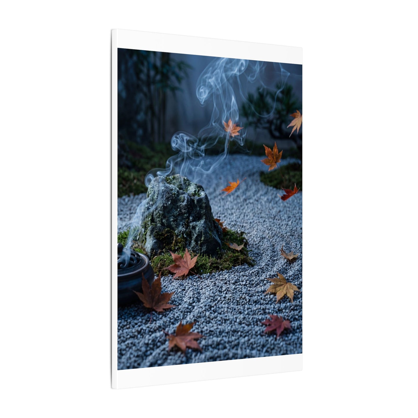 Autumn Incense Smoke Karesansui Canvas Art | Calm Decor