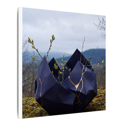 Paper Fold Canvas Art | Spring Kintsugi Gold Repair Art