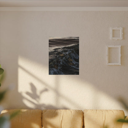 Dark Japandi Ocean Wave in Dawn | Moody Minimal Canvas Art