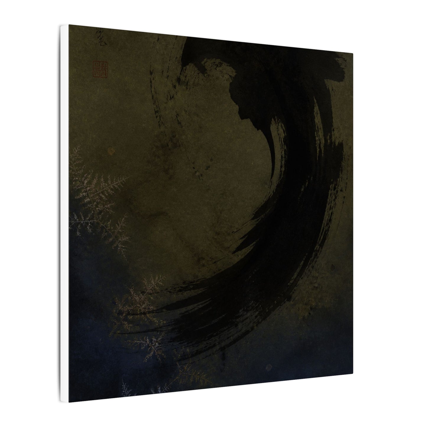 Seijaku Ink Brushstroke Canvas Art - Dark Japandi Moody Minimal