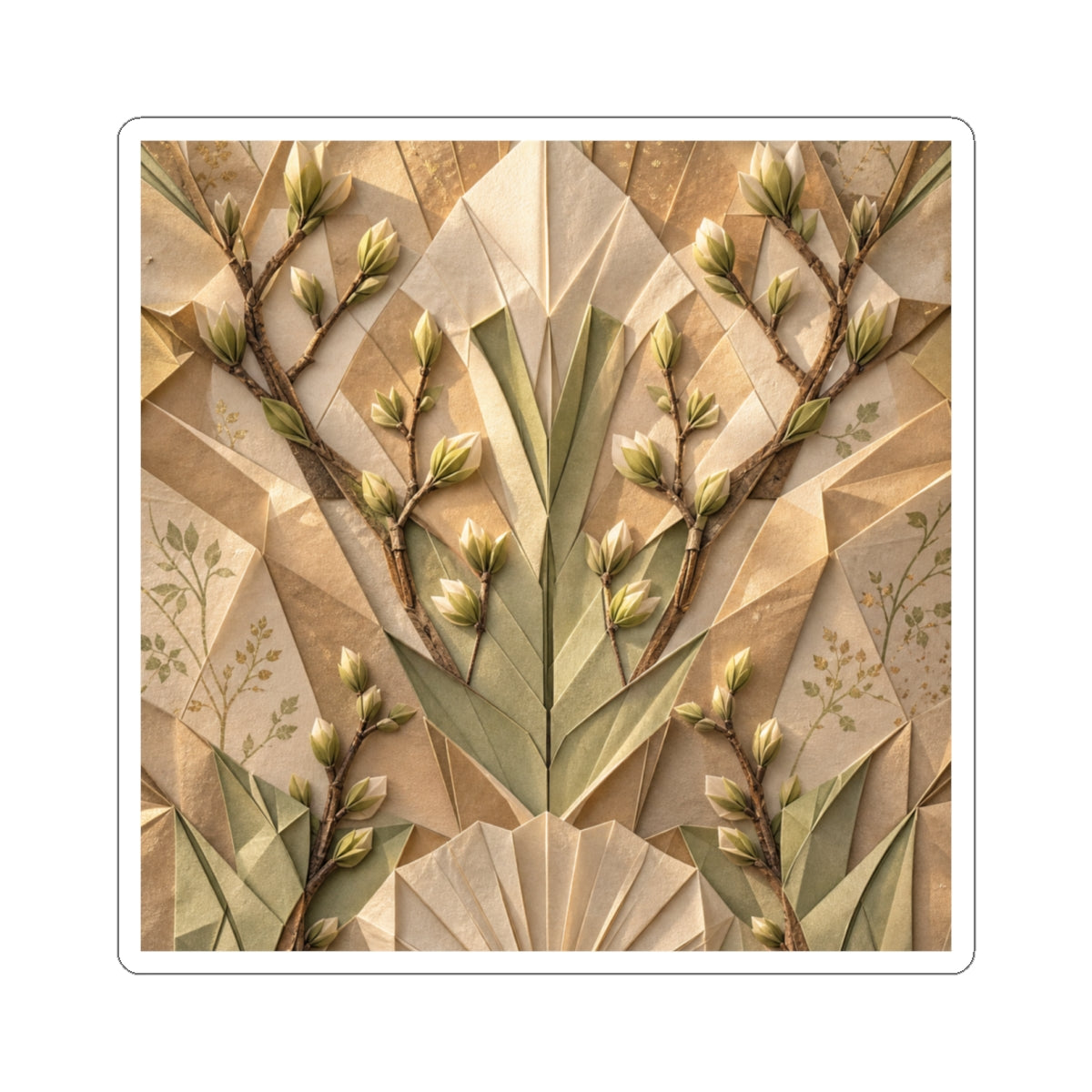 Earthy Paper Fold Sticker - Japanese Pattern Japandi