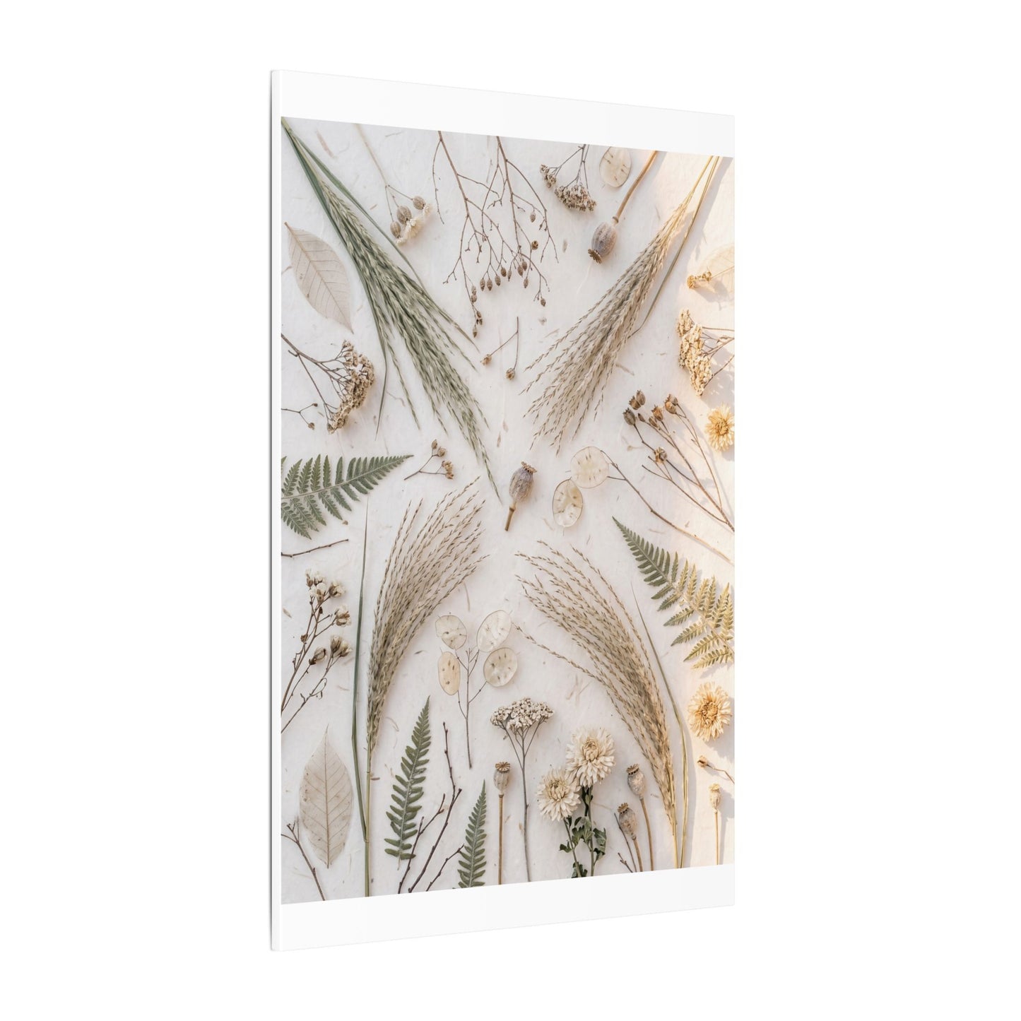 Elegant Dried Flowers Canvas Art - Japanese Pattern Japandi