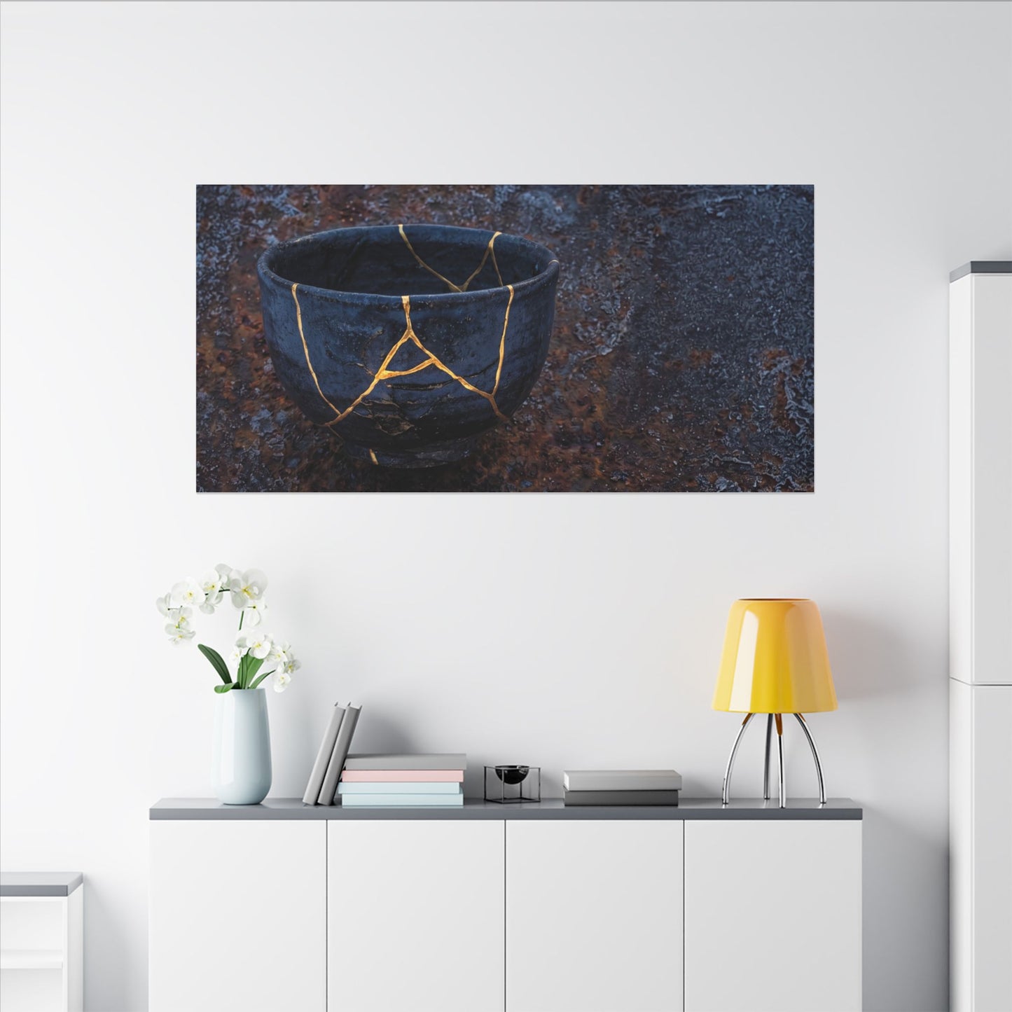 Rust Patina Winter Canvas Art | Kintsugi Healing Design