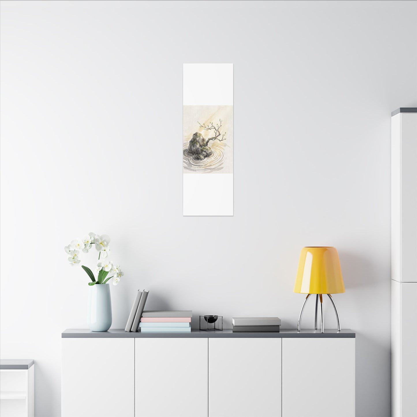 Serene Rock Garden Canvas Art - Sumi E Zen