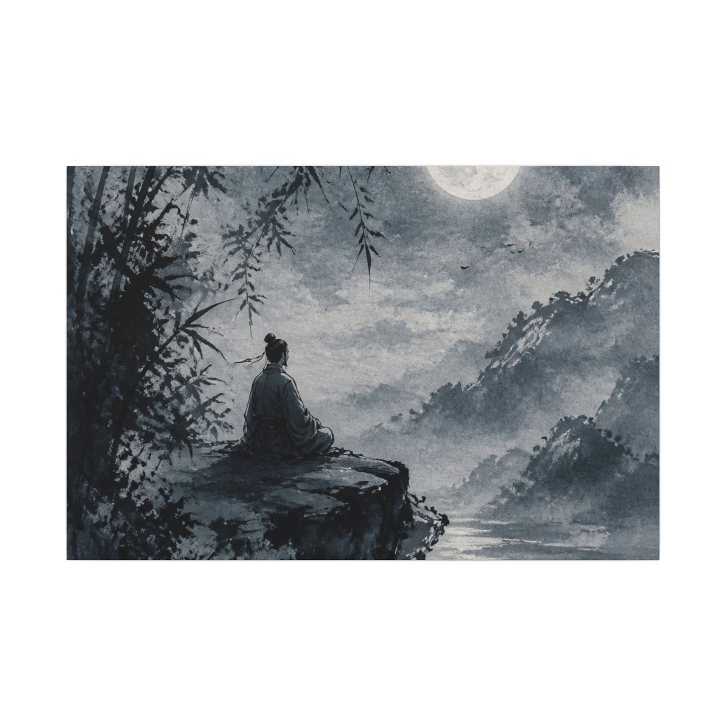 Ink Brushstroke Sumi E Canvas Art | Serene Zen Art