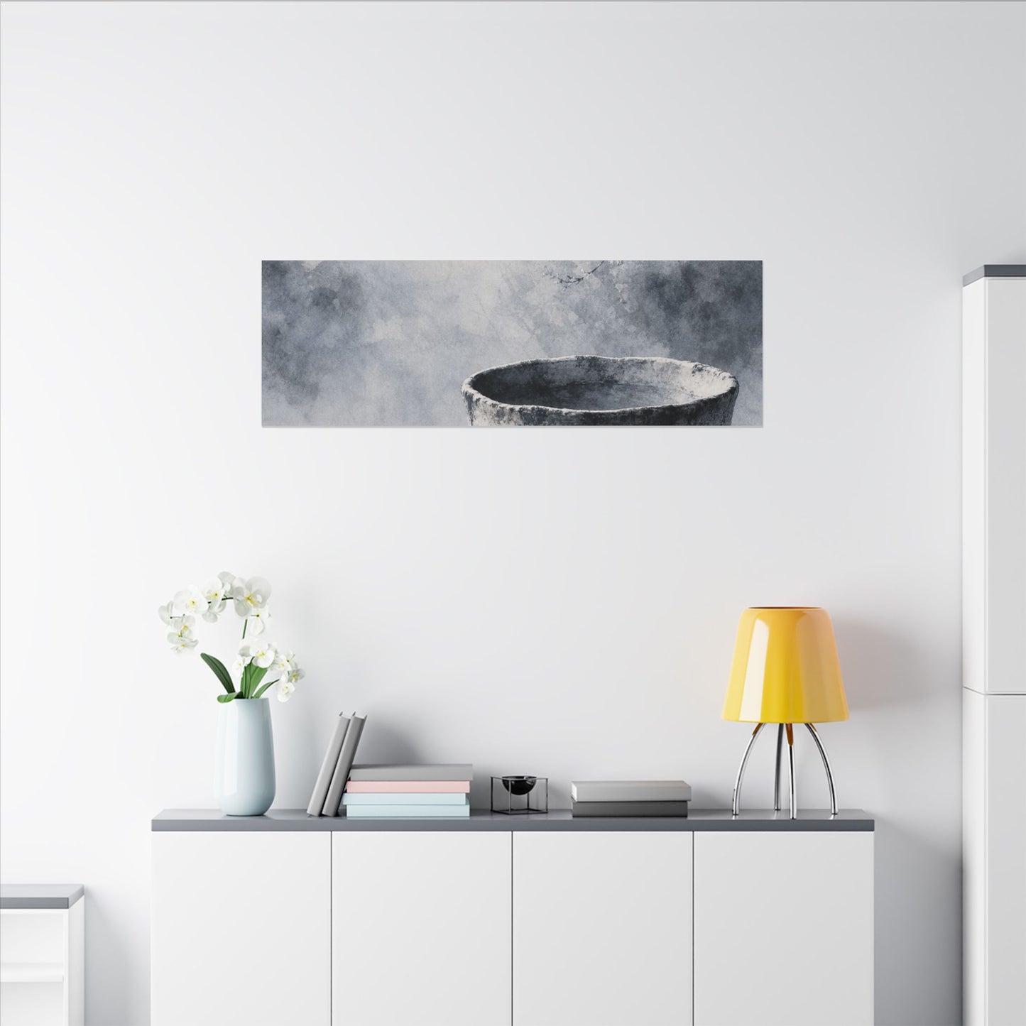 Seijaku Ceramic Bowl Canvas Art - Zen Sumi E