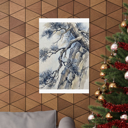 Seijaku Pine Tree Wall Art Print - Japandi Watercolor