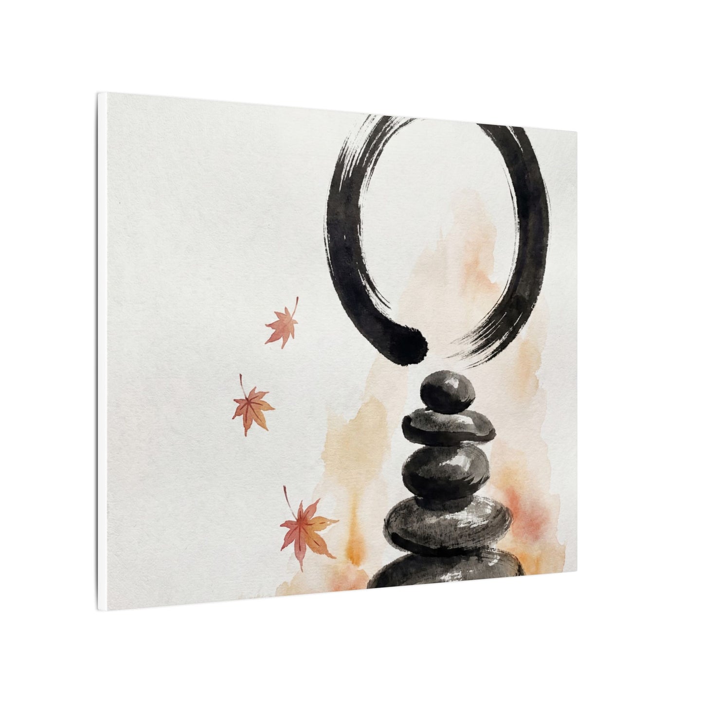 River Stones Canvas Art | Autumn Zen Enso Art