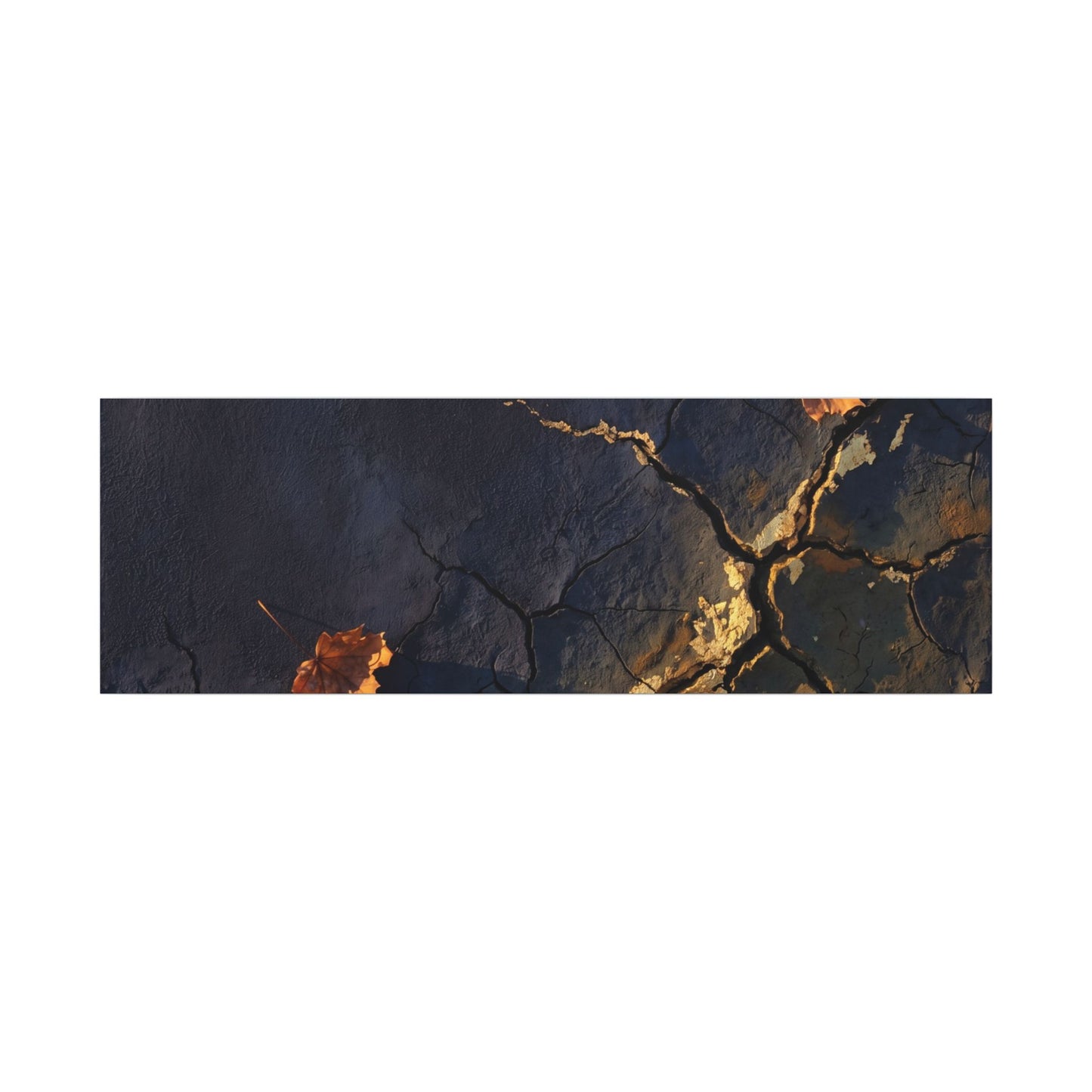 Cracked Earth Canvas Art | Autumn Dark Japandi Dark Texture Art
