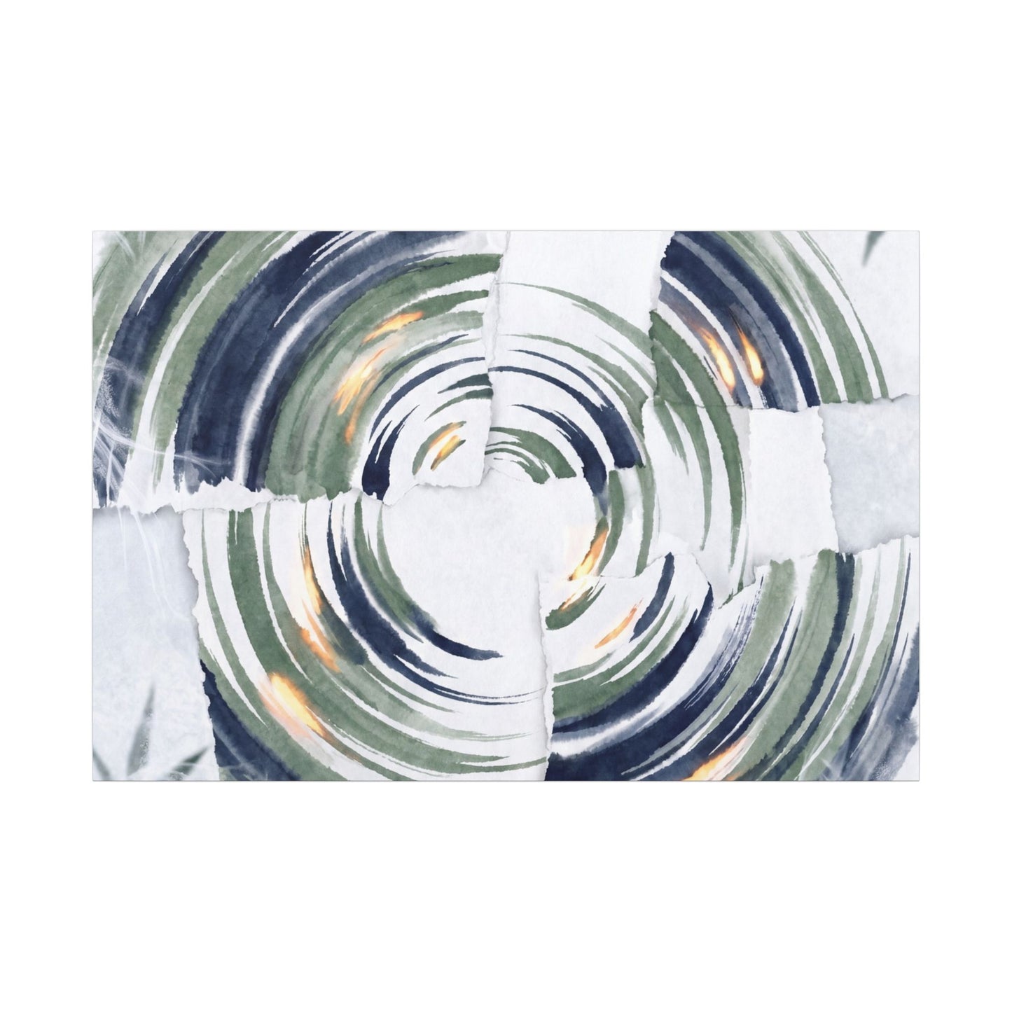 Winter Water Ripple Sumi E Canvas Art | Peaceful Decor