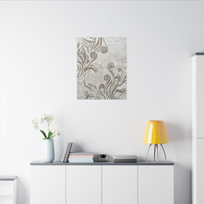 Japandi Fern Unfurling in Overcast | Japanese Pattern Canvas Art