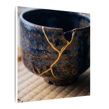 Tea Ceremony Autumn Canvas Art | Kintsugi Healing Design