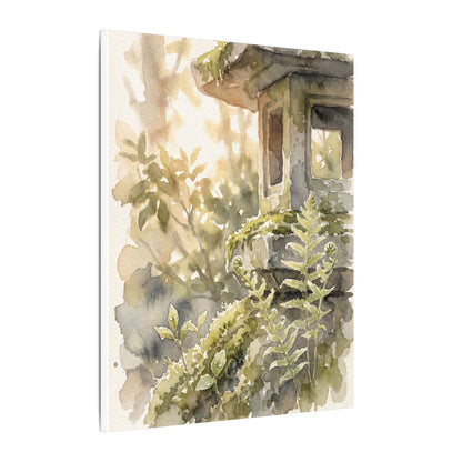 Earthy Stone Lantern Canvas Art - Watercolor Japandi