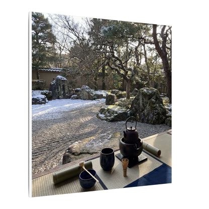 Winter Tea Ceremony Karesansui Canvas Art | Serene Decor