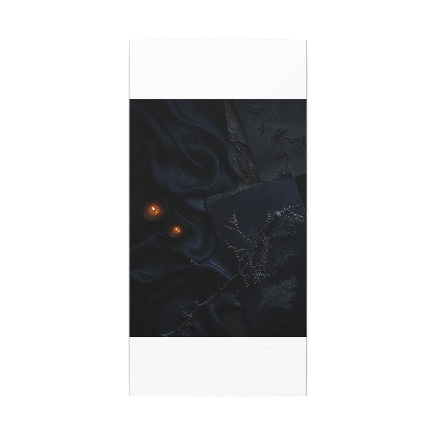 Candlelight Silk Drape Canvas Art - Dark Japandi Kanso