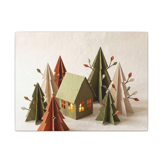 Cottagecore Paper Fold in Candlelight | Forest Whimsy Canvas Art