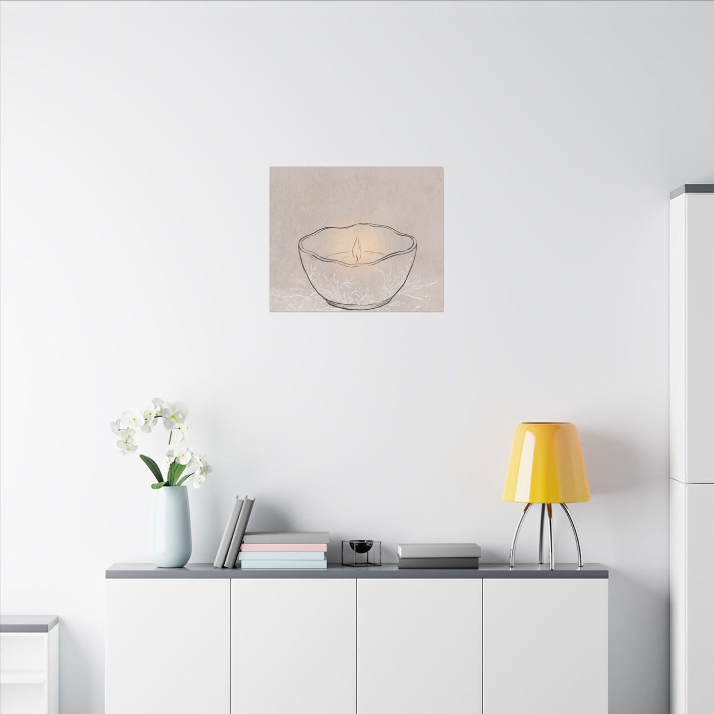Ceramic Bowl Minimal Line Canvas Art | Neutral Japandi Art