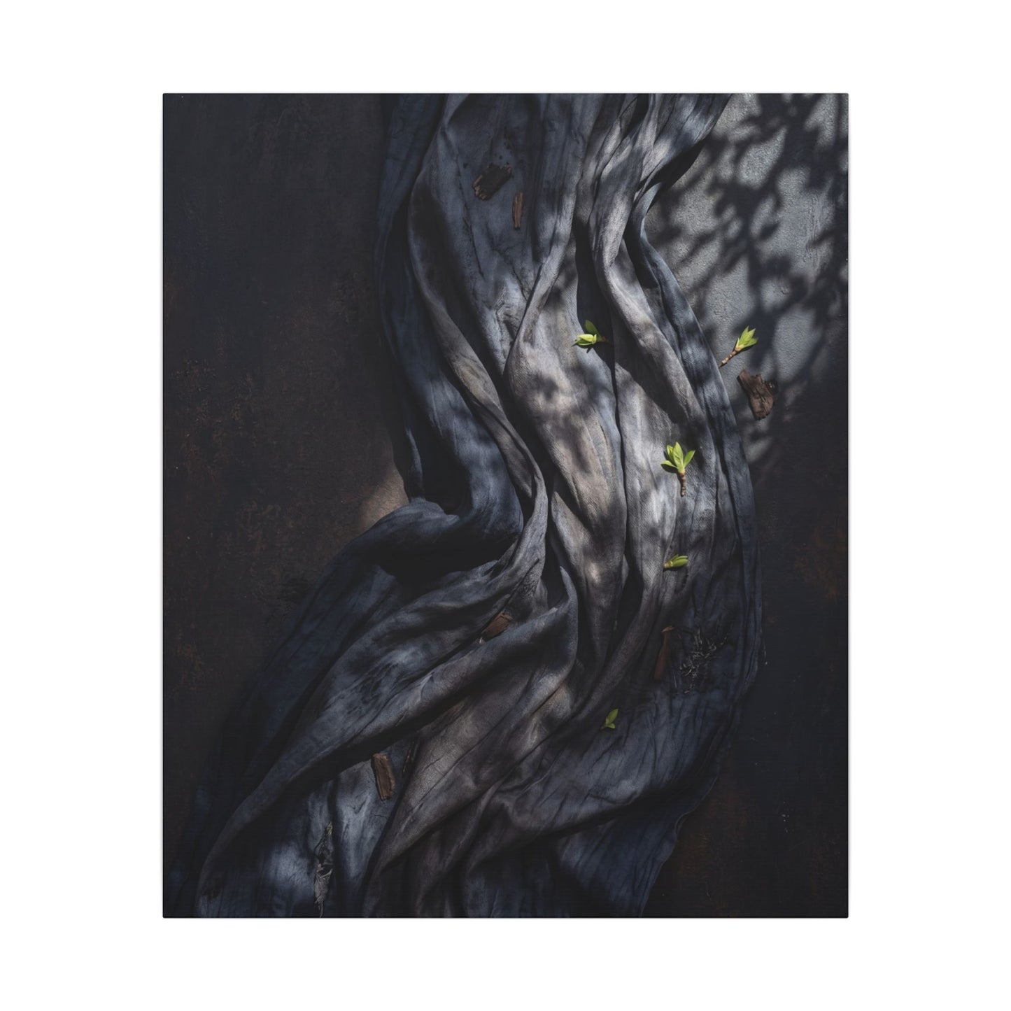 Seijaku Silk Drape Canvas Art - Dark Japandi Dark Texture