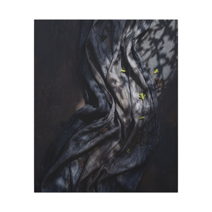 Seijaku Silk Drape Canvas Art - Dark Japandi Dark Texture