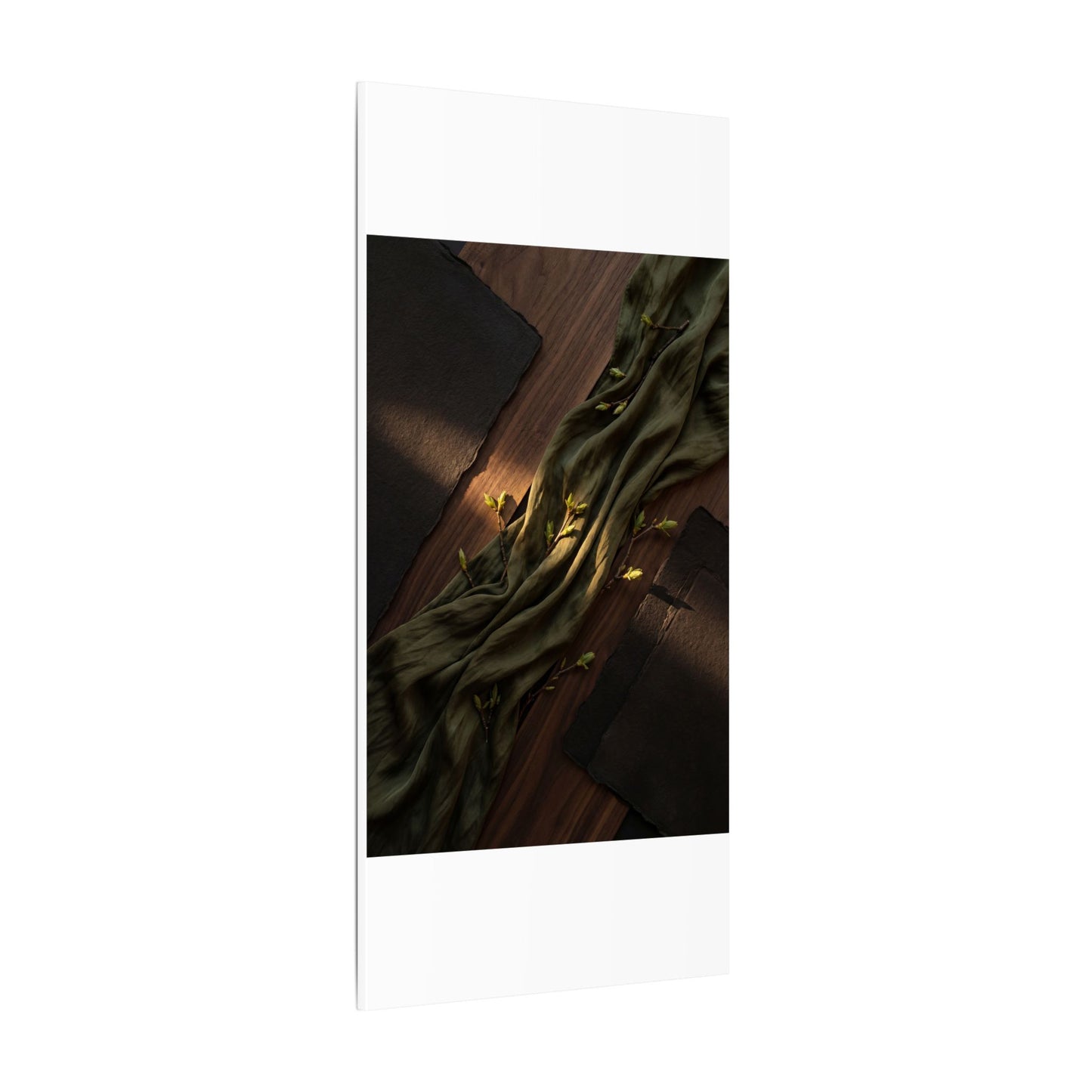 Silk Drape Canvas Art | Spring Dark Japandi Dark Texture Art