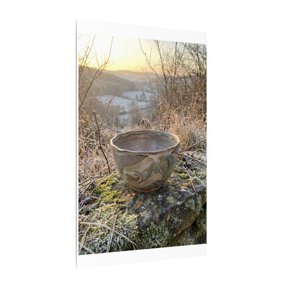 Golden Hour Ceramic Bowl Canvas Art - Japandi Shibui