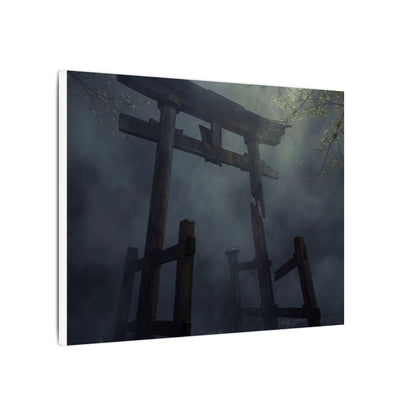 Dark Japandi Torii Gate in Dappled | Moody Minimal Canvas Art