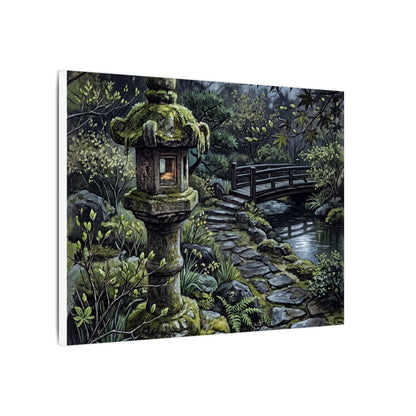 Japandi Stone Lantern in Moonlight | Texture Canvas Art