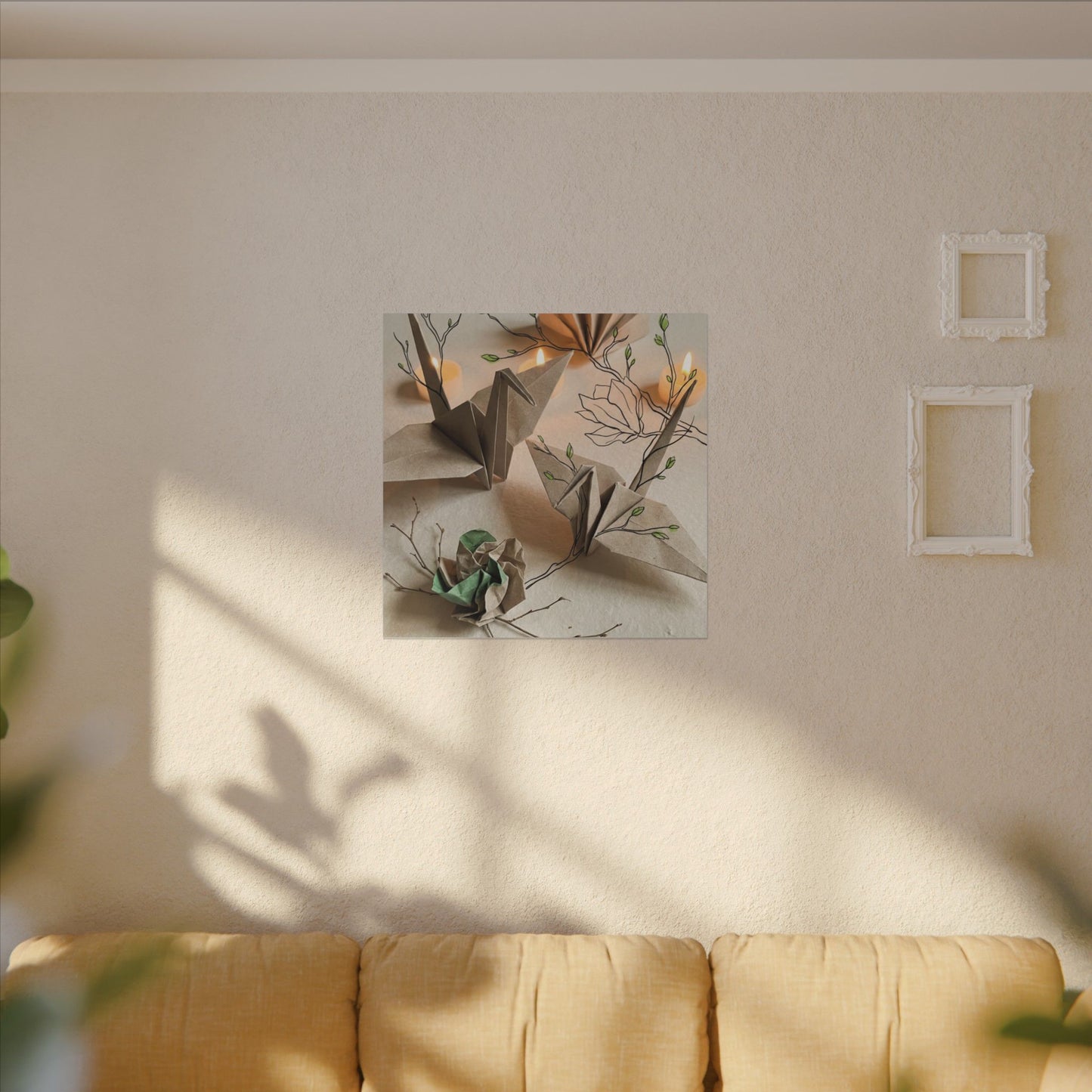 Paper Fold Spring Canvas Art | Japandi Earthy Design