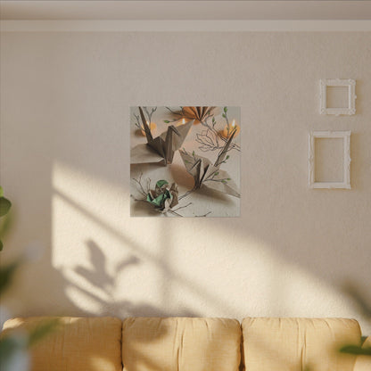 Paper Fold Spring Canvas Art | Japandi Earthy Design