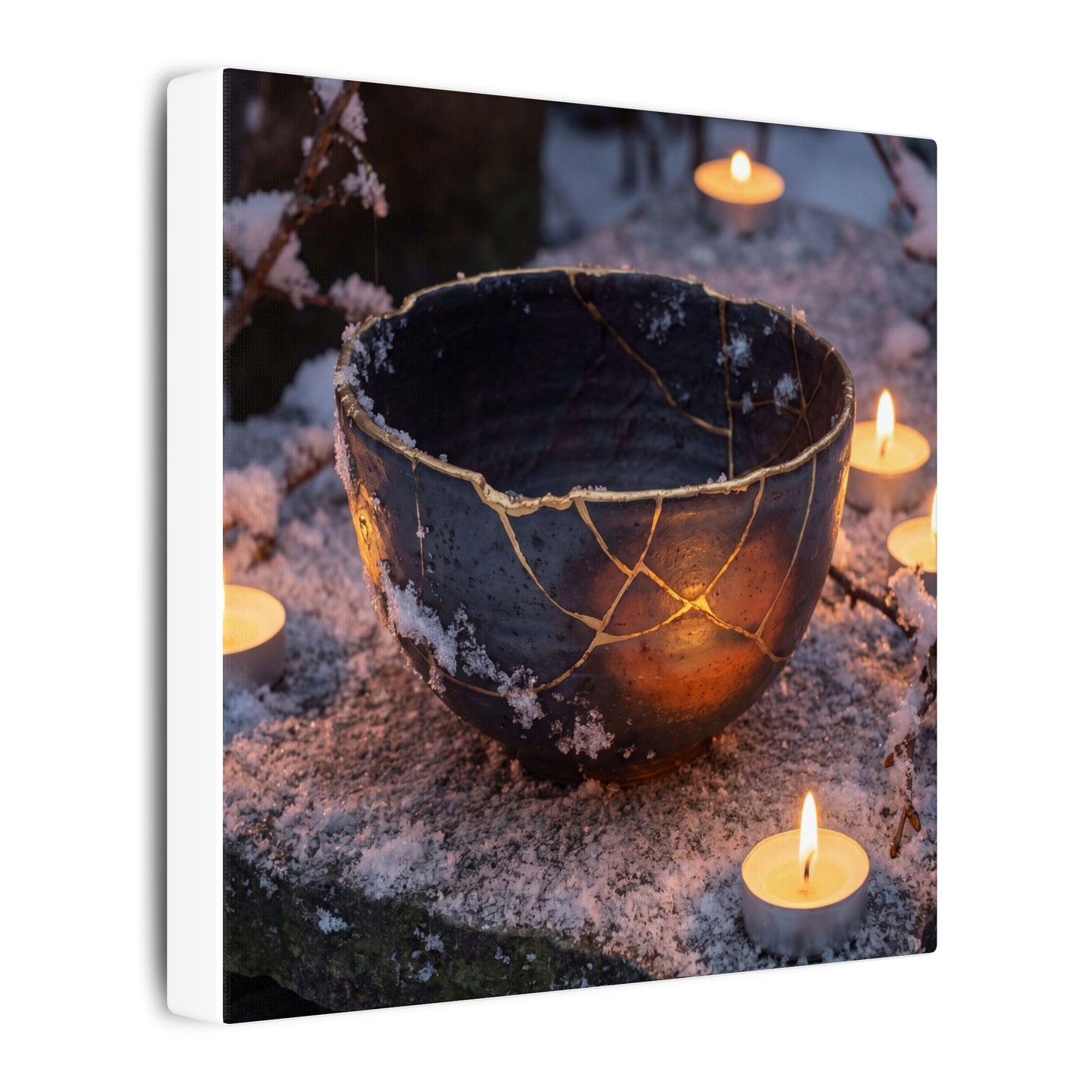 Ceramic Bowl Gold Repair Canvas Art | Beautiful Kintsugi Art