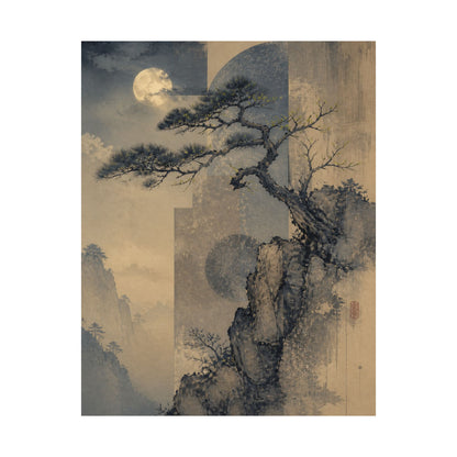 Ma Pine Tree Wall Art Print - Japandi Japanese Pattern