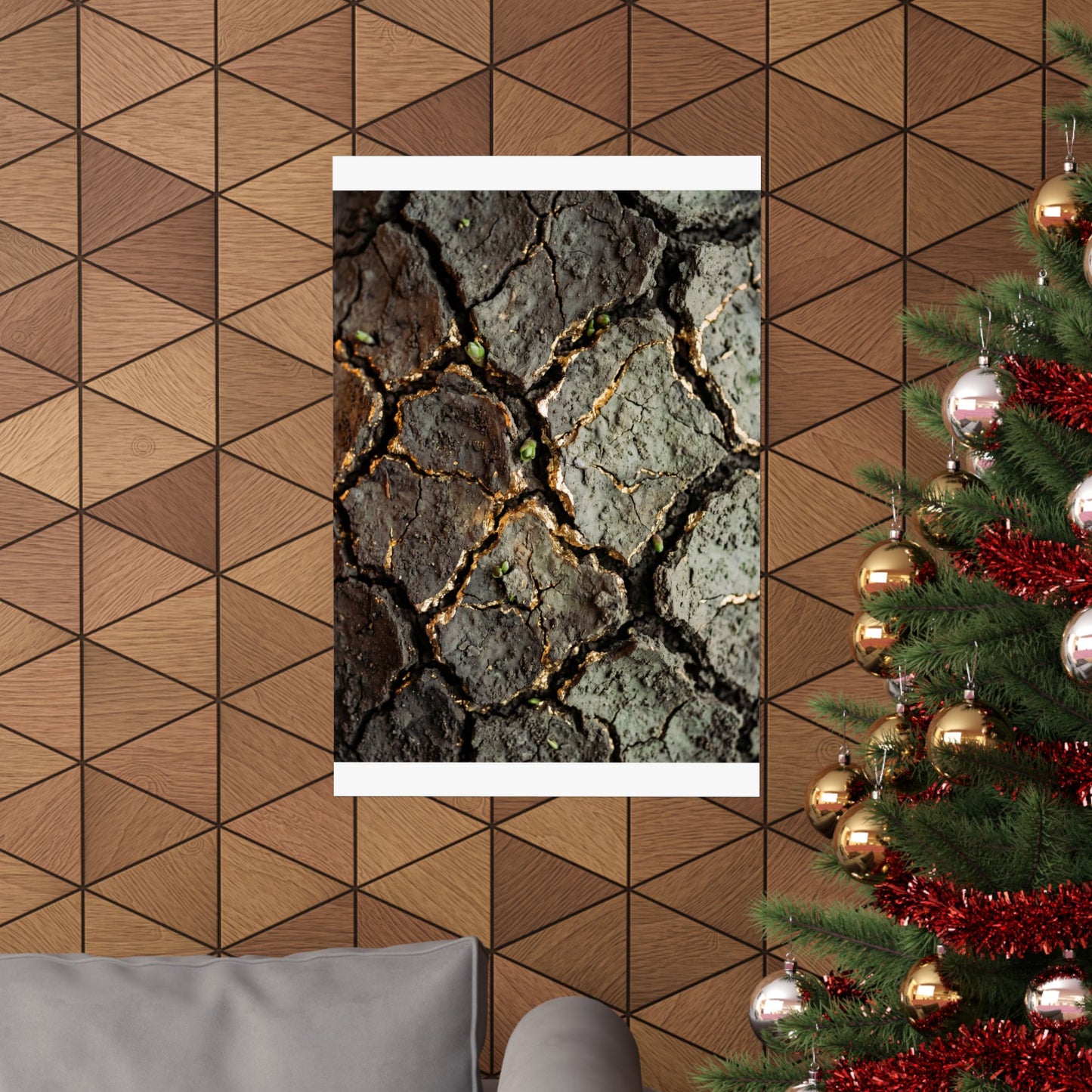 Cracked Earth Japanese Pattern Wall Art Print | Elegant Japandi Art