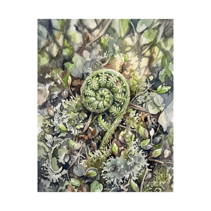 Dappled Fern Unfurling Wall Art Print - Japandi Shibui