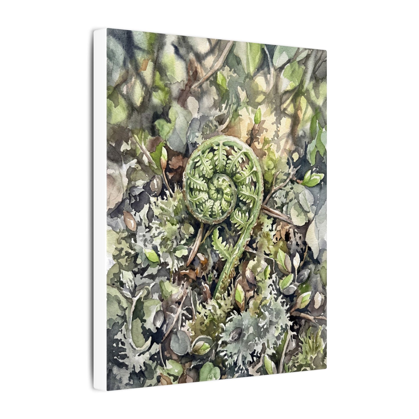 Fern Unfurling Spring Canvas Art | Japandi Neutral Design