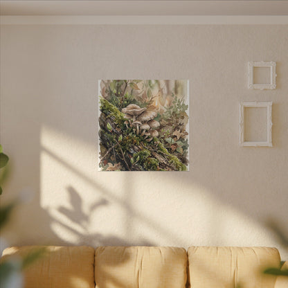 Wild Mushrooms Canvas Art | Spring Japandi Watercolor Art