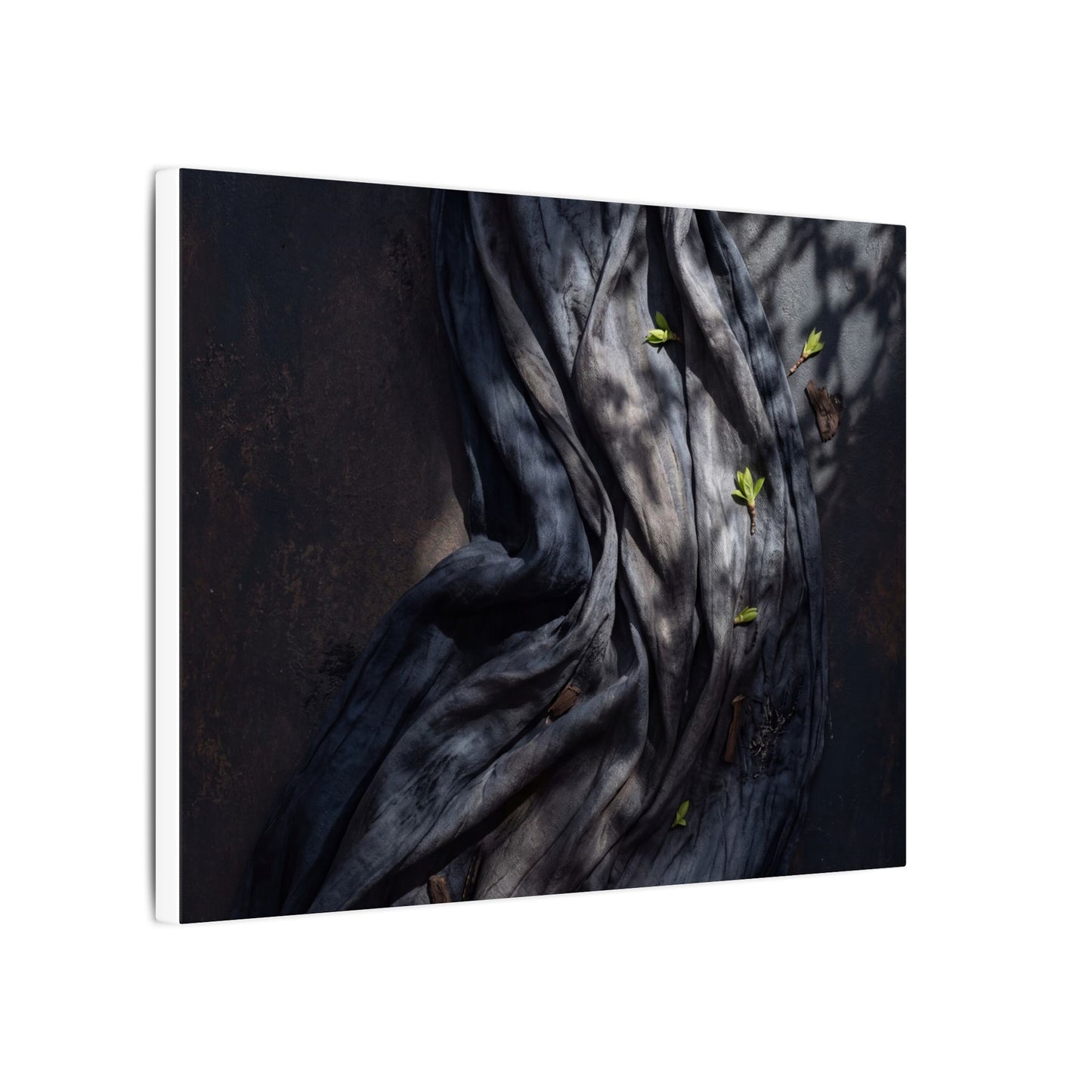 Seijaku Silk Drape Canvas Art - Dark Japandi Dark Texture