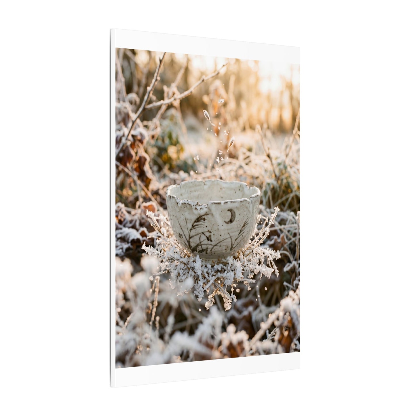 Japandi Ceramic Bowl in Golden Hour | Japanese Pattern Canvas Art